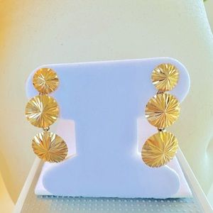 14k Gold Drop Etched Earrings